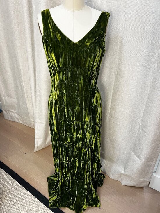 Betsey Johnson Dresses & Skirts - Rare Vtg 80's BETSEY JOHNSON PUNK LABEL Velvet Low Back Maxi Dress M Green USA